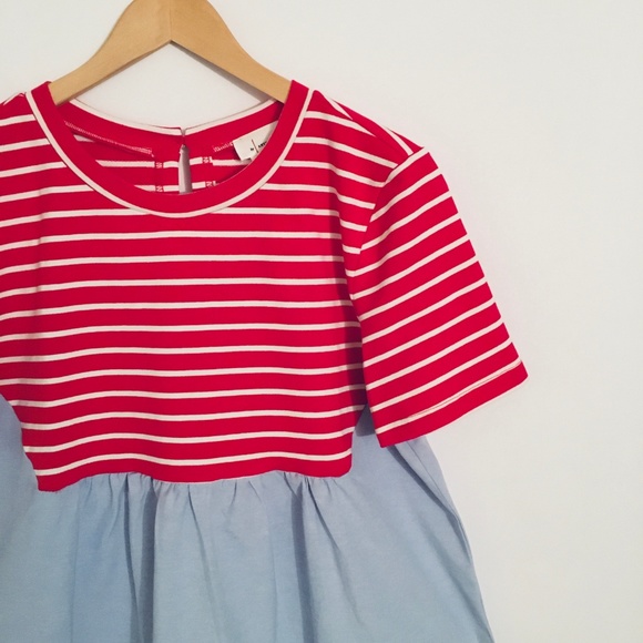 NEW Anthropologie Elias Striped Baby Doll Top - L - Picture 1 of 7